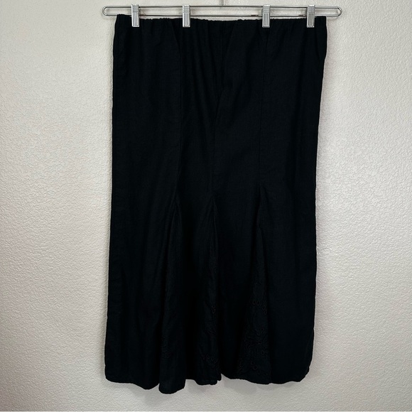Hillard & Hanson Linen Blend Black Eyelet Midi Skirt, Size 1X - Picture 5 of 11